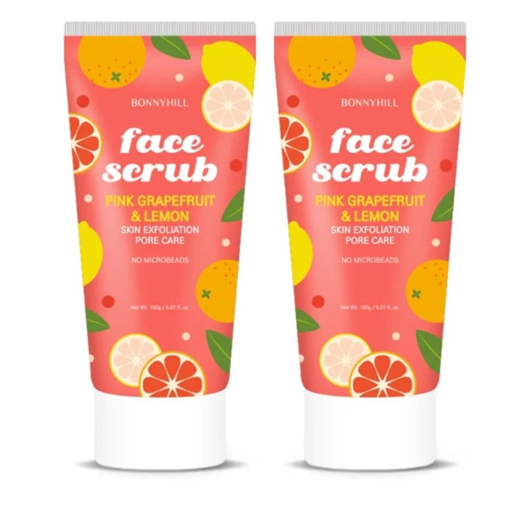 Lot 2x New Korean BONNYHILL Pink Grapefruit & Lemon Face Scrub Exfoliant